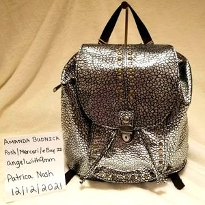 Patricia Nash Silver Metallic Foil Cascape Backpack NEW